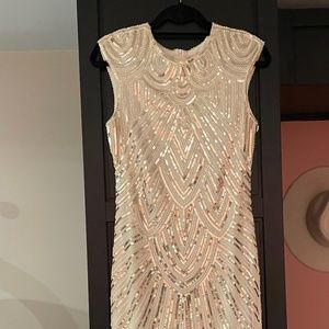 Flapper 1920 dress / Gatsby Dress / Party Dress / Sequins / Cream Ivory